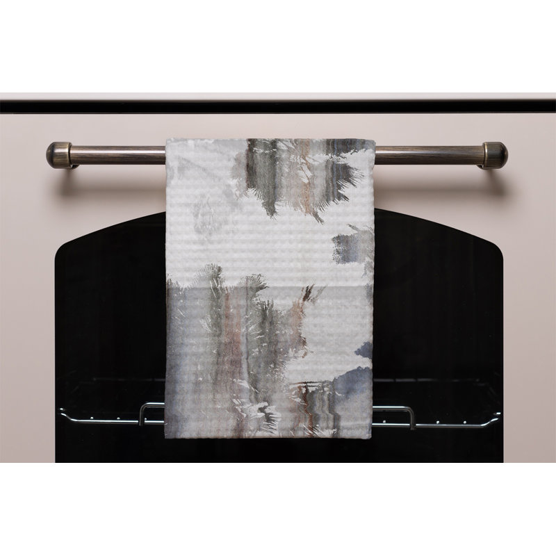 Cotton Floral Tea Towel Kitchen Towel, Grey