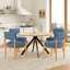 Ensemble de 2 chaises d'appoint rembourrées en lin de couleur bleue avec structure en bois massif et dossier amovible, pour salle à manger