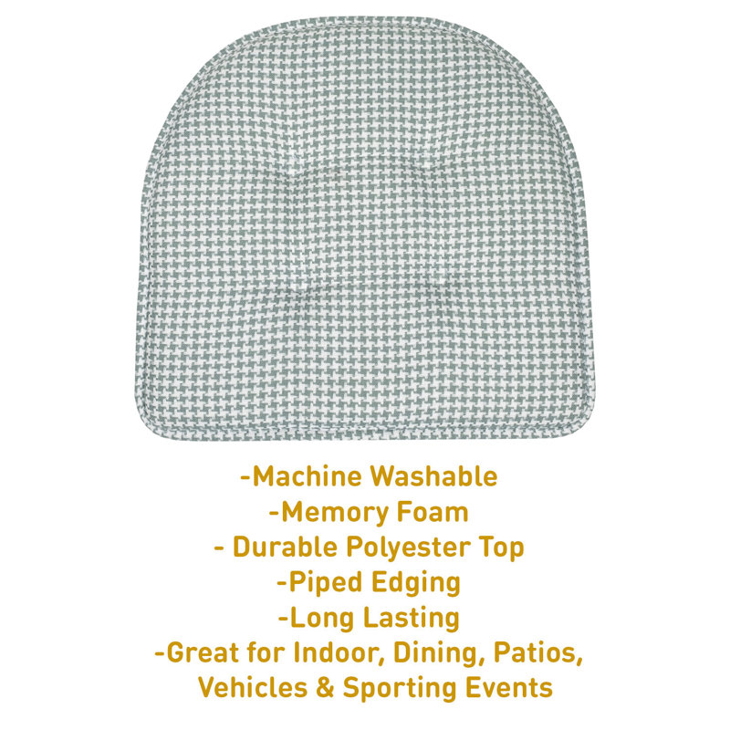 Pistachio Houndstooth Memory Foam U-Shaped Dining Chair Cushions, Set of 4