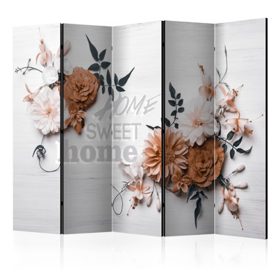 225cm W x 172cm H 5 - Panel Solid Wood Folding Room Divider