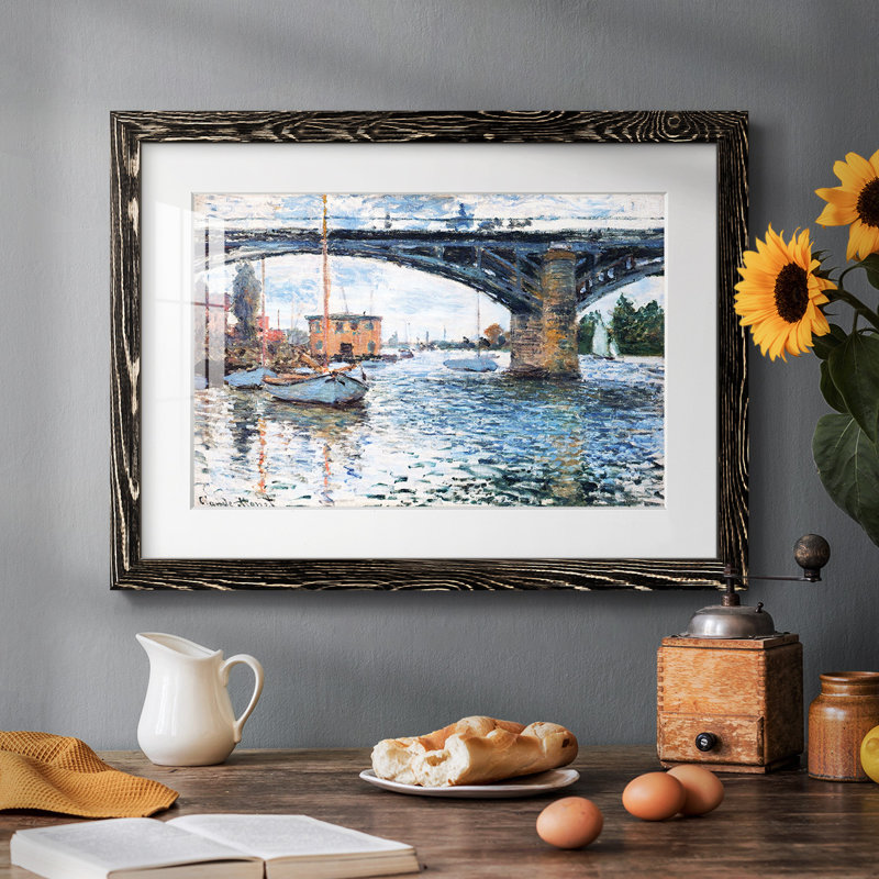 Le pont à Argenteuil, temps gris, 1874, H 26 po x l 38 po x P 1,5 po, Noir