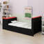 Lit convertible moderne avec lit gigogne auxiliaire, bureau ergonomique, lumière décorative à DEL et Interfaces USB intégrées-1855669293