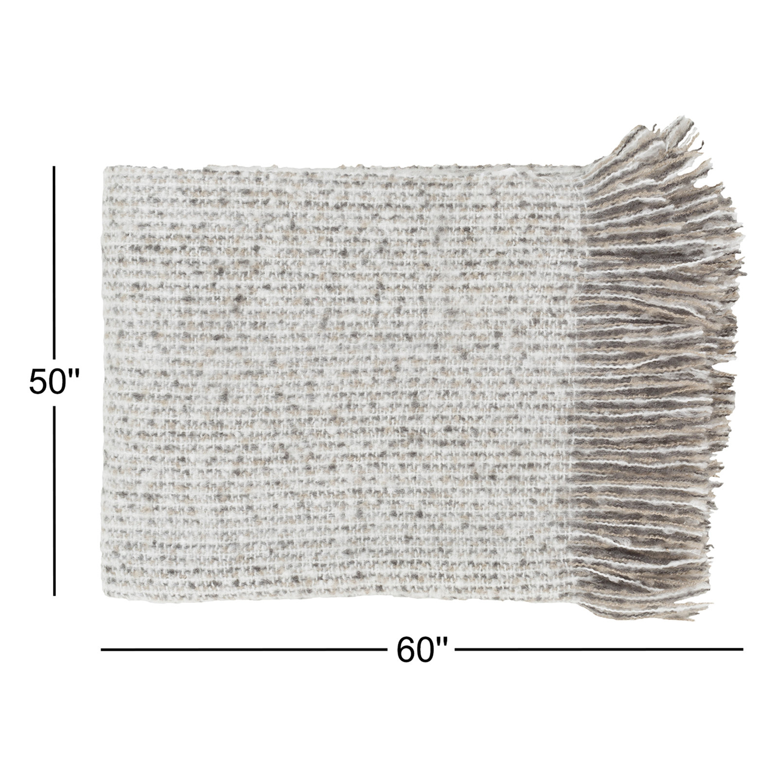 Luma Acrylic Hand Woven Throw Blanket, Taupe/White/Charcoal