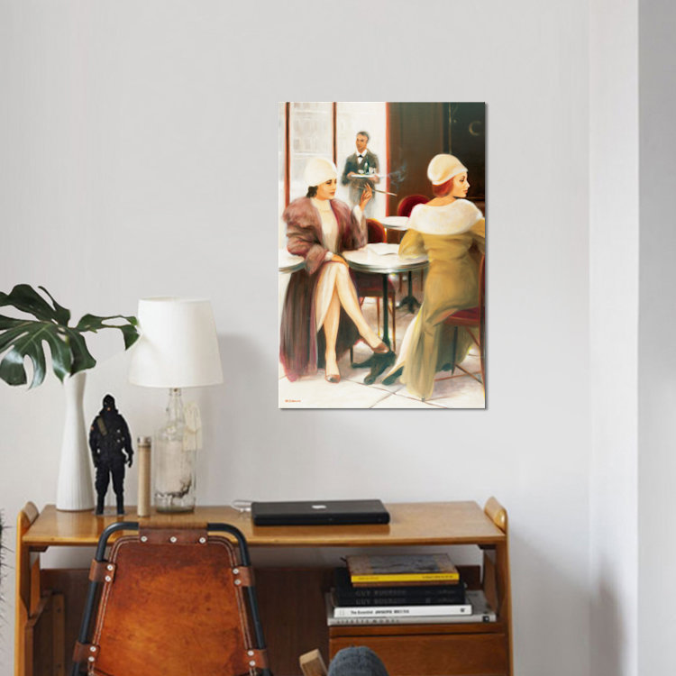 « cafe i », reproduction sur toile, H 12 po x l 8 po x P 0,75 po, Toile tendue, Pas de tapis