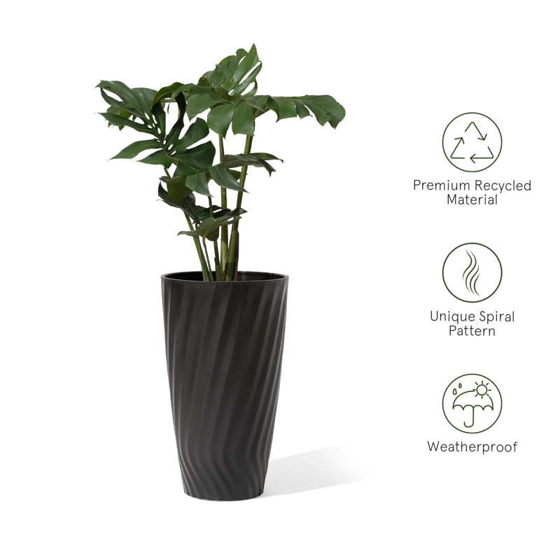 Bee 24 Inch Tall Planter with Shelf Insert, Morden Large Round Plant Pot Container for Indoor/Outdoor, Front Door, Patio and Deck