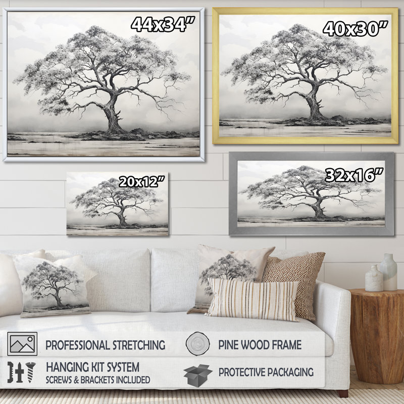 «African Tree Minimalisme I» sur toile, Toile tendue, H 24 po x l 32 po x P 1 po