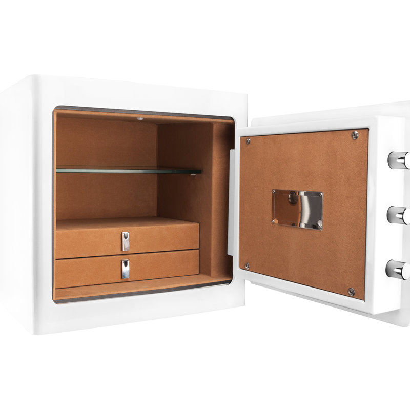 Casier sécuritaire 1,01 pi cubes blanc pour objets de valeur - et système de verrouillage avec porte-bijoux à capteur de mouvement