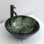 Lavabo de salle de bain vasque circulaire en verre 16,5 "avec bonde escamotable et robinet-118628274