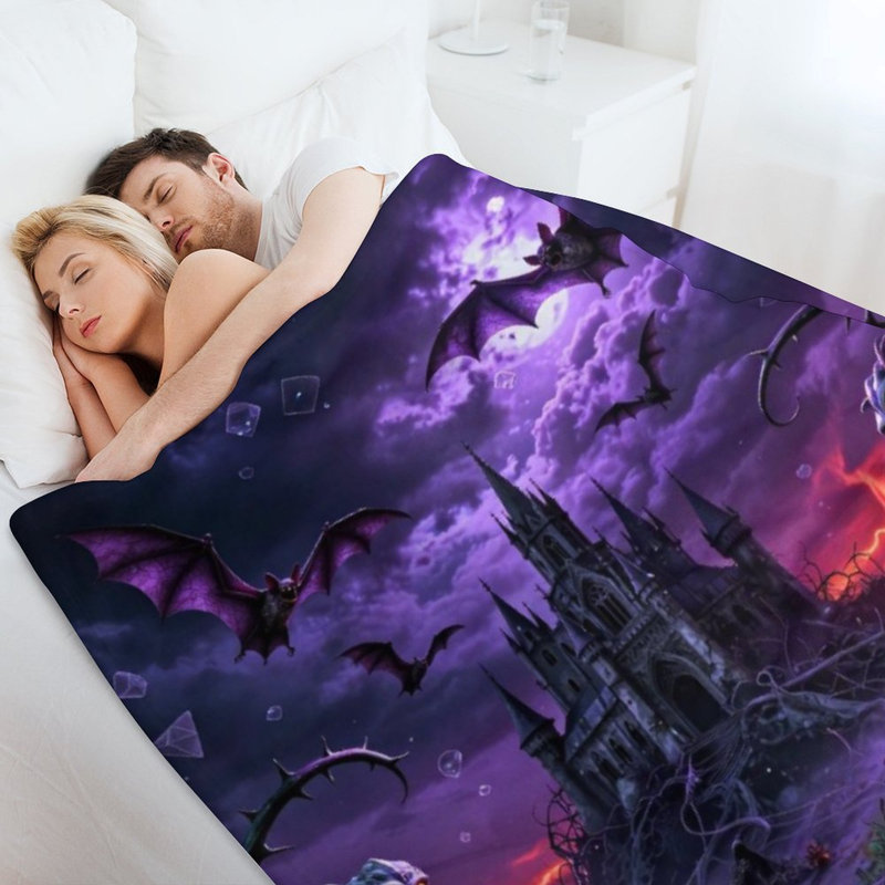 Jeté de style gothique avec flanelle de luxe, couverture douce et chaude pour le canapé du salon, 30 po x 40 po