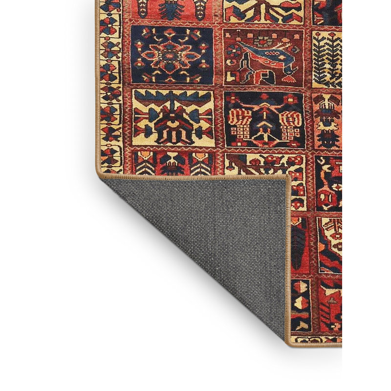 Tapis traditionnel rouge / brun Karbach, Rectangle 4 pi x 6 pi