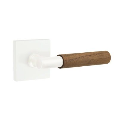 Ensemble de leviers de passage Emtek Select avec rosette carrée et tige en T, poignée en noyer foncé
