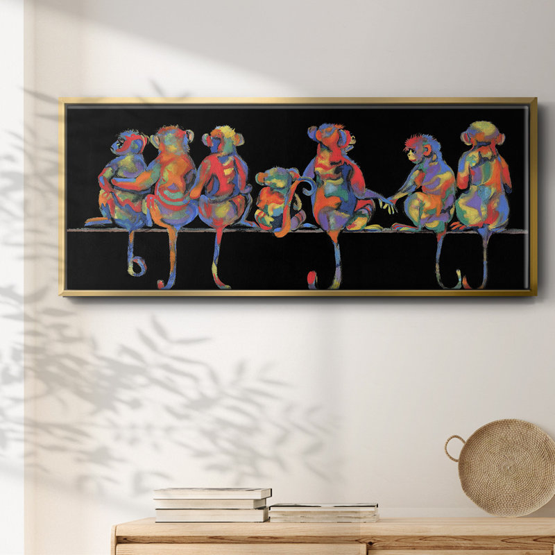 Fun Monkeys - toile encadrée, H 20 po x l 50 po