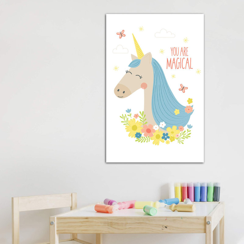 «Unicorn Magic II» par Alison Tauber - reproduction imprimée, H 18 po x l 12 po x 1,5 po, Toile tendue, Pas de tapis