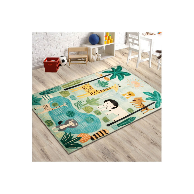 Tapis lavable moderne à motif d'arbre de girafe lavable de la collection Dido