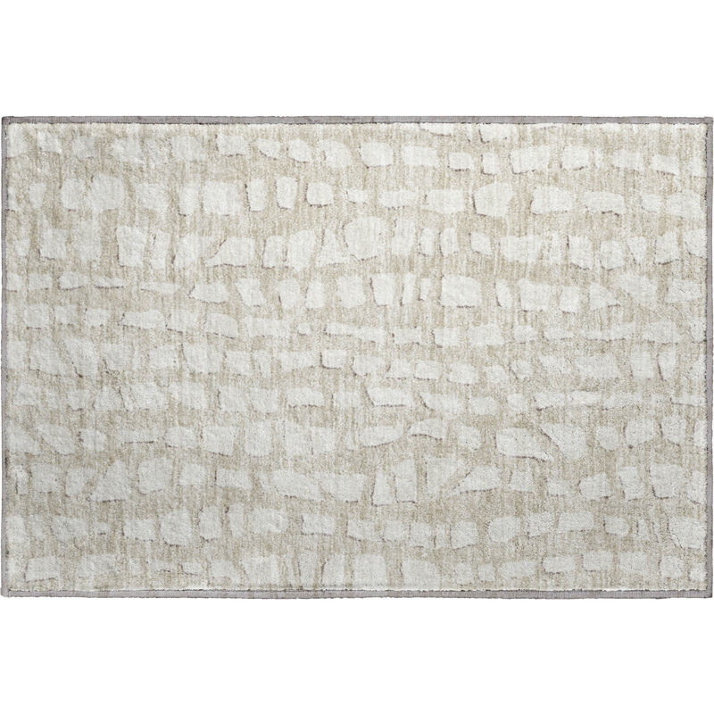 Premium Machine Washable Prisco Beige Rug, Rectangle 1'8" x 2'6"