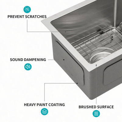 Évier de cuisine encastrable 13 po - 13 po x 15 po x 9 po Évier de cuisine en acier inoxydable encastrable 16 jauges 9 "