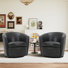 Fauteuil demi-tonneau pivotant rembourré en cuir - Aucun assemblage requis