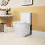 Toilette allongée au sol, 1,1 / 1,6 po, hauteur confortable, céramique, siège à fermeture en douceur, blanc, et approuvé