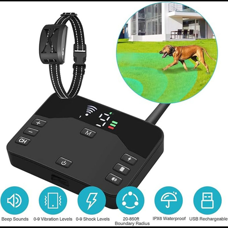 Wireless Dog Fence System - Adjustable Boundary Invisible Fence For Dogs，2-In-1 Remote Training Mode Waterproof Pet Containment & Training Collar For Small Medium Large Dogs(White-1 Collar)