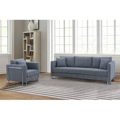 Ensemble de canapé et fauteuil rembourrés en tissu 2 pièces Euda