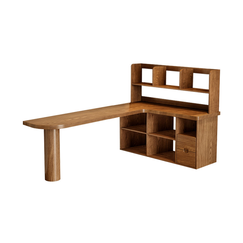 Light-walnut L-Shaped Solid Wood desks, Right Hand Return, 53.15" H x 78.74" W x 55.12" D