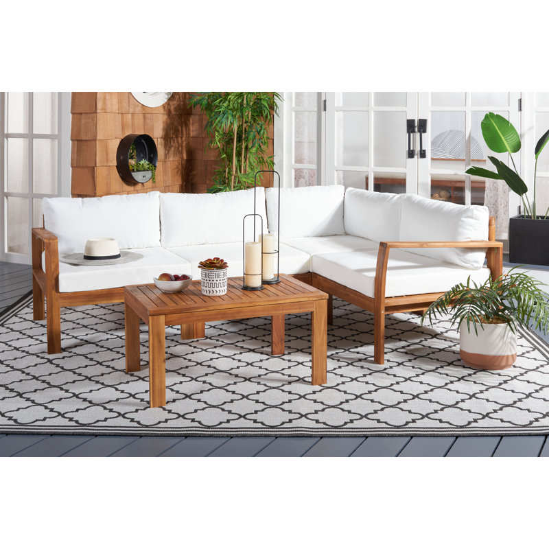 Ensemble de canapé modulaire 5 pièces avec coussins, Blanc, Naturel