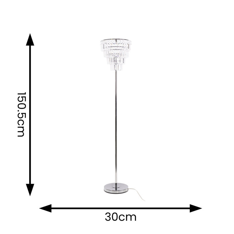 Adderly 150.5cm Plated Traditional Floor Lamp, No