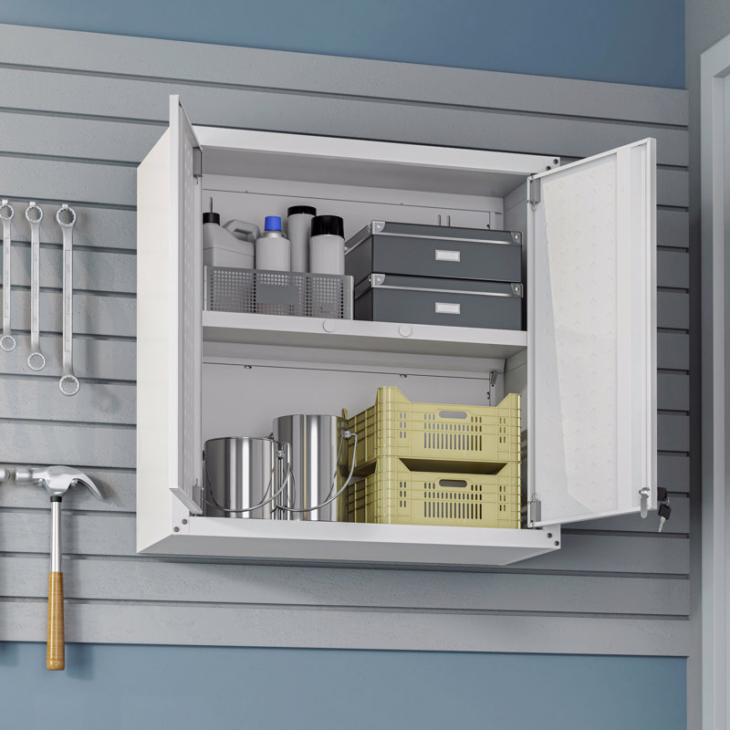 Armoire de garage flottante 30 ", Blanc