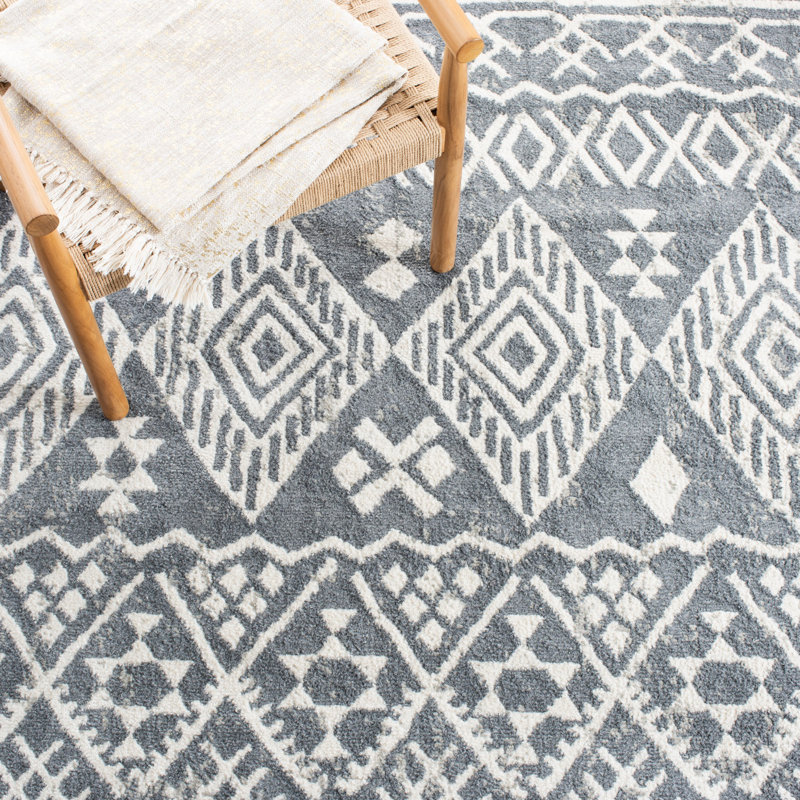 Tapis ivoire / gris anthracite Betty Southwestern, Rectangle 9 pi x 12 pi