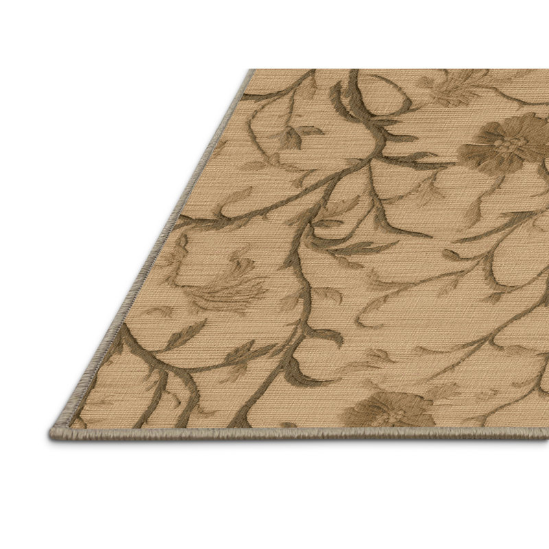 Tapis beige français lavable à la machine, Rond 3 pi