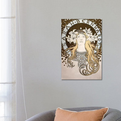 Sarah Bernhardt As La Princesse Lointaine (from La Plume Magazine) by Alphonse Mucha - Wrapped Canvas Print
