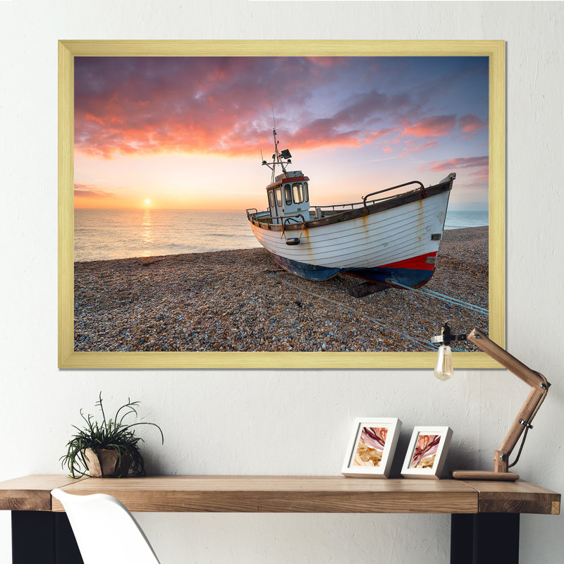 Voilier, photo de solitude I sur toile, H 12 po x l 20 po x P 1 po, Encadrement doré