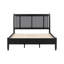 Grand lit en bois massif, support robuste de 500 lb, aucun sommier tapissier requis, tête de lit tapissier noire avec poignées en métal-544010542