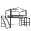 Loft Bed With Storage Stairs, Shelves, And Built-In Wardrobe, Metal Frame With USB Ports And LED Lights, Noise-Reduced Design-1219649629-1219649630