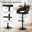 Tabourets de bar pivotants à hauteur réglable avec dossier et accoudoirs creux, tabourets de comptoir modernes en cuir synthétique et à base de métal, pour la salle à manger de cuisine-1104391231-1104391224-1081055620