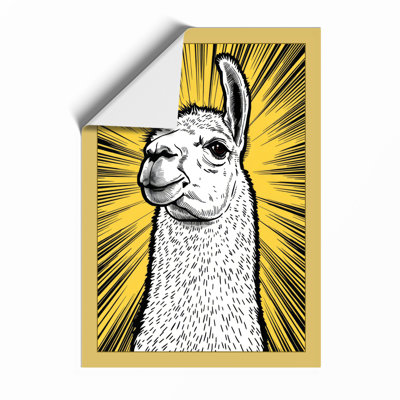 Llama Portrait Modern - Framed Print