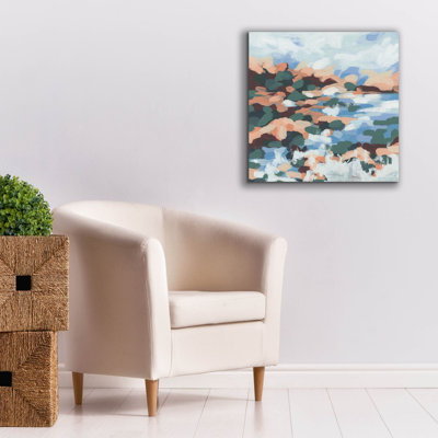  'Teal Mountain Lake 1' by June Erica Vess Canvas Wall Art, 26" x 26"