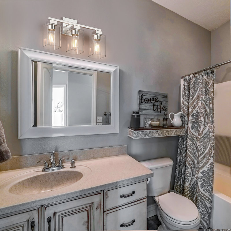 Éclairage pour coiffeuse Hartshorn, Trois lumières, Nickel brossé