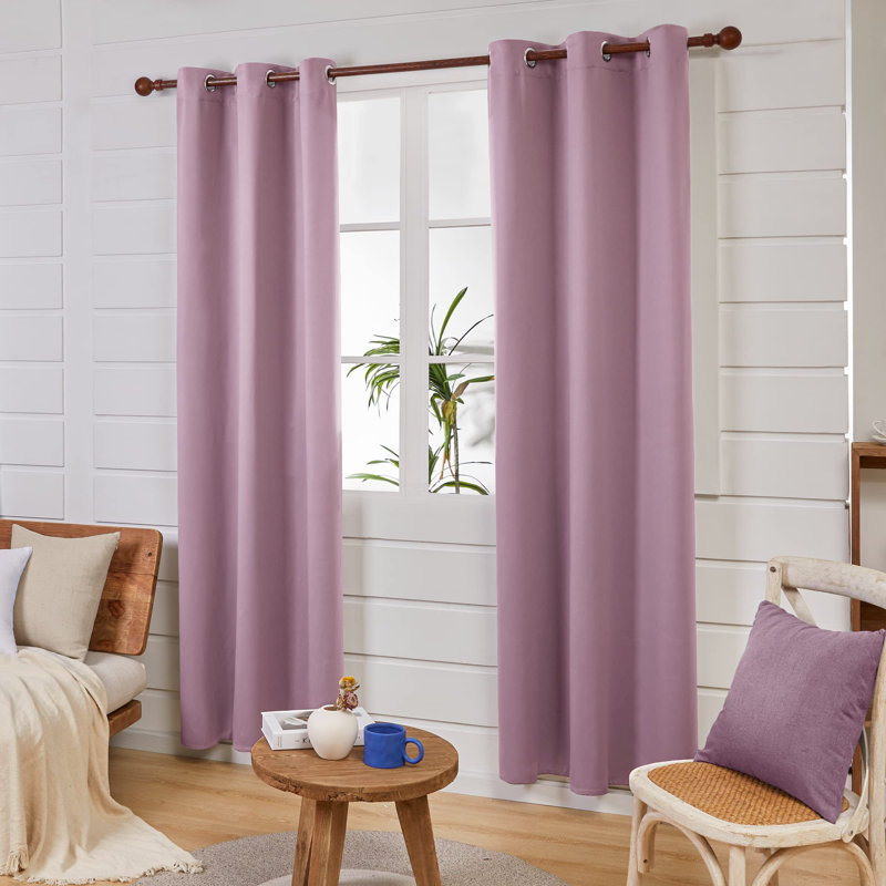 Thermal Insulated Room Darkening Grommet Curtain Panels (Set of 4), Light Pink, 42" W x 72" L