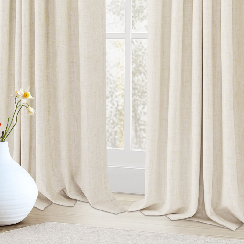 Paire de rideaux occultant et texturé 100% lin 50 po (ensemble de 2), L 50 po x L 108 po, Beige