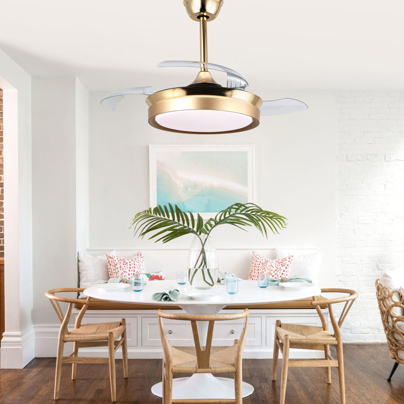 36" 3-Blade Ceiling Fan with Lights and Remote Control, Beige