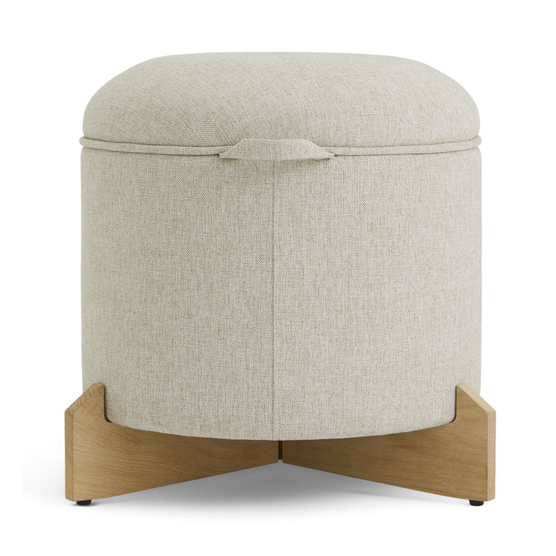 Frank Lloyd Wright Rockford Ottoman, Linen Beige, Natural Oak