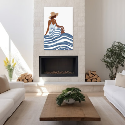 «Summer Woman On Waves Minimalist Beach Ocean», art mural
