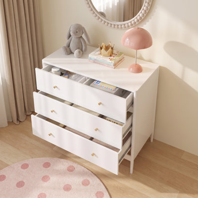 Commode blanche à 4 tiroirs pour enfants, armoire de rangement en bois pour chambre de tout-petit, chambre de bébé, garde-robe, organisateur de table de chevet pour salon ou appartement, largeur 35,4 po