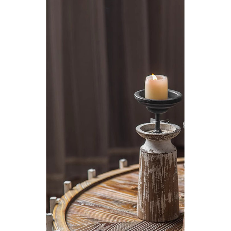 Bougeoir de table en bois, H 11,02 po x l 4,13 po x P 4,13 po