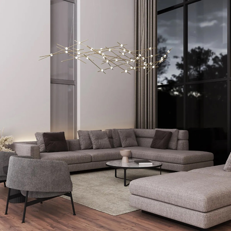 Constellation 44 - Light LED Chandelier, White, 2700K, Satin Brass/White