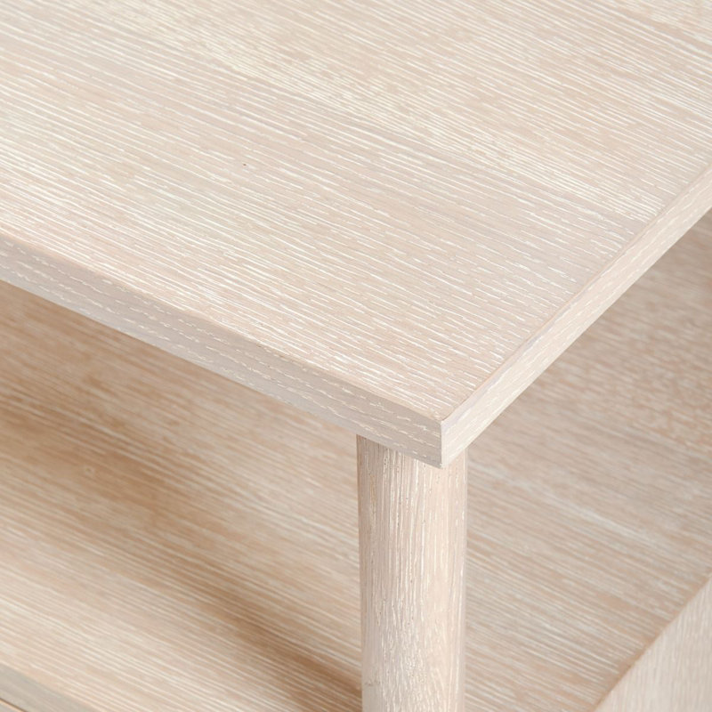 Gabriel Solid Wood End Table, Bleached Cerused Oak