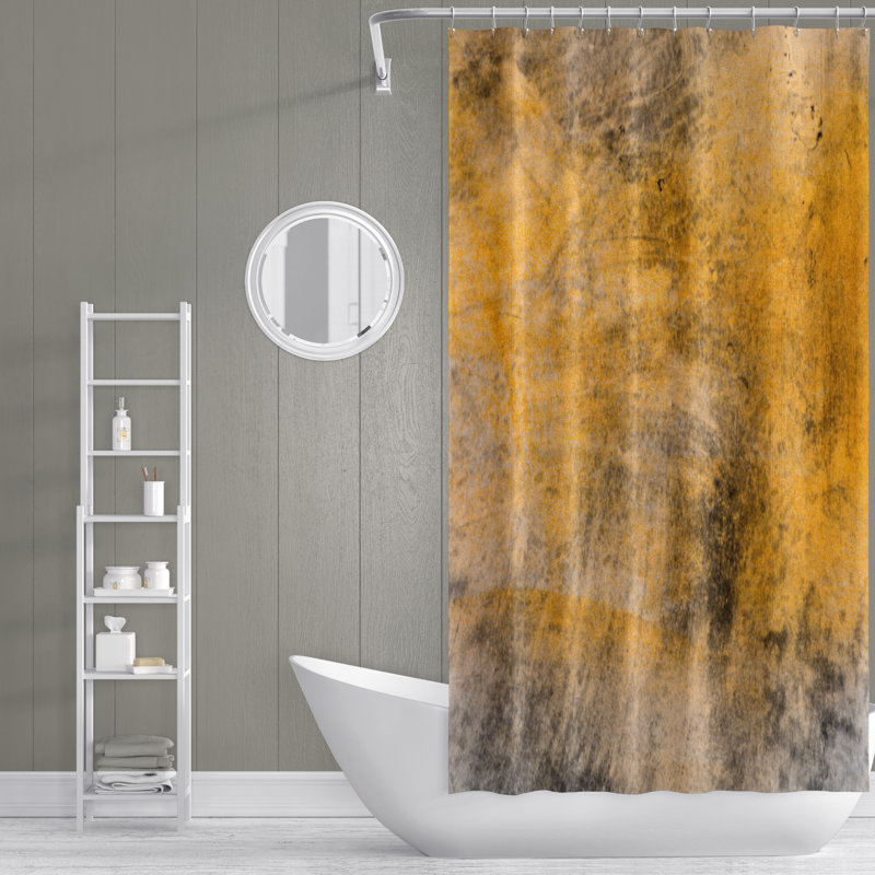 Rideau de douche jaune et noir rustique, H 72 po x l 70 po