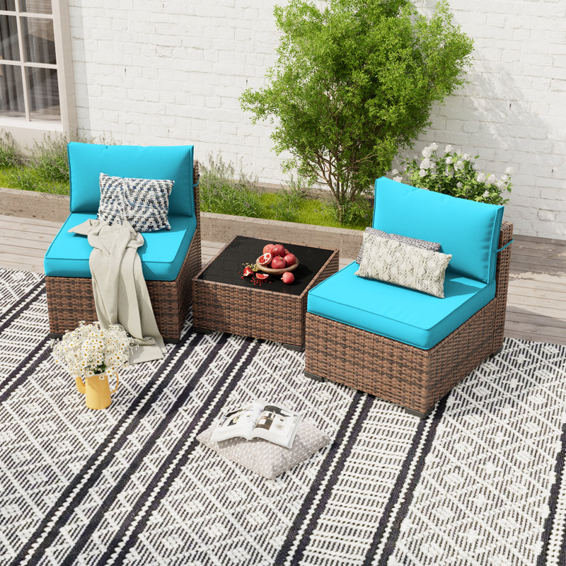 Babak 2 - Person Outdoor Seating Group with 4"D Cooling Cushions, Sky Blue
