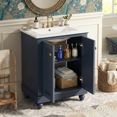 Meuble-lavabo simple 24 po avec lavabo en céramique